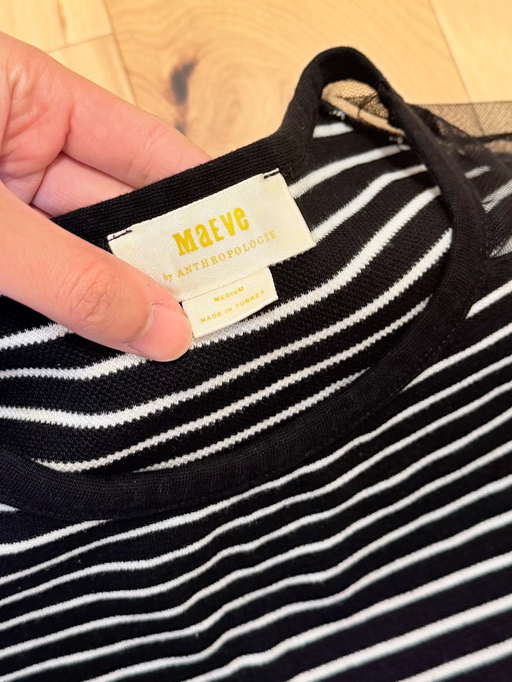 Maeve Anthropologie Women’s Striped Mesh Tee Shirt - Picture 7 of 7